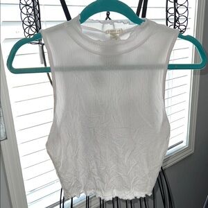 Forever 21 White Ribbed Tank Top